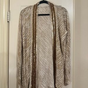 Elegant Gold and Cream Women's Duster Light Sweater